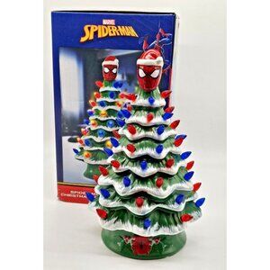Spider-Man Ceramic Christmas Tree With Lights 11.6 " Holiday Marvel Spider Man